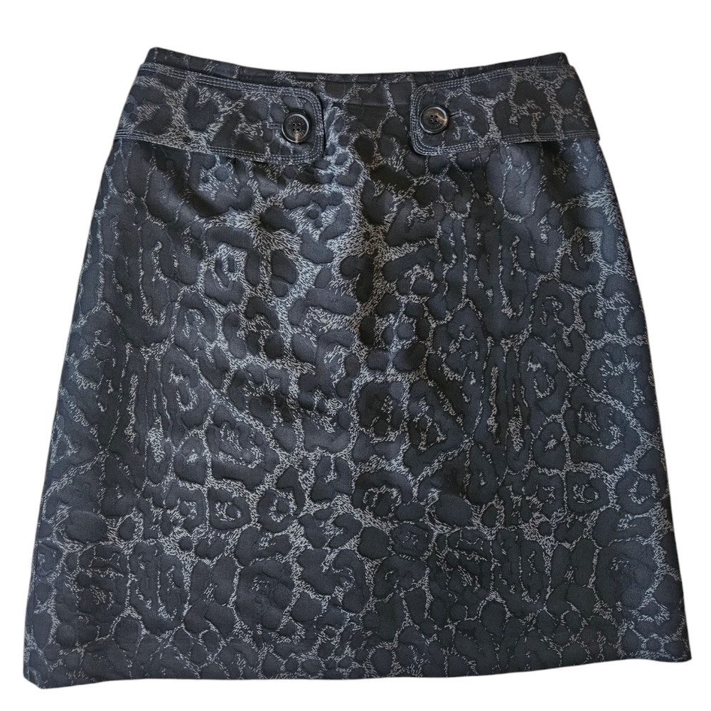 Black Metallic Jacquard A-Line Skirt